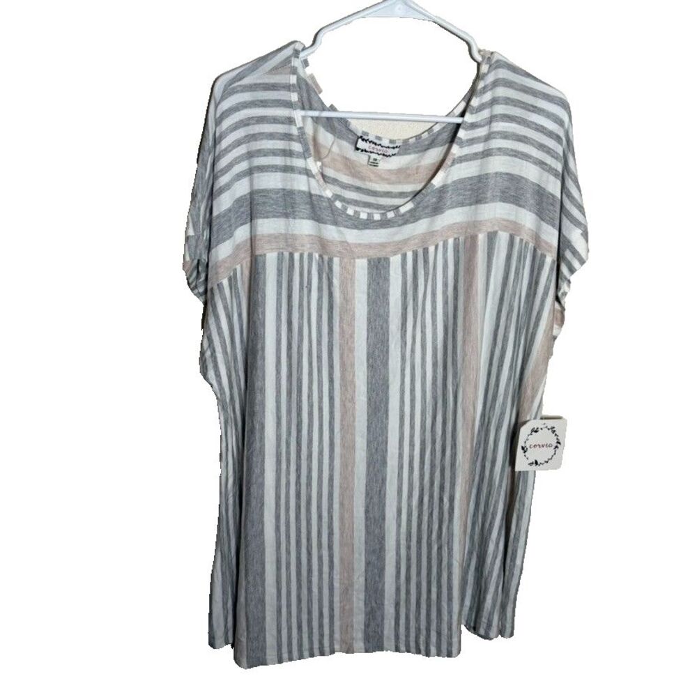 Corvia T-Shirt Women's 3X Round Neck Short Sleeve Boho Shirt Top Casual NWT
